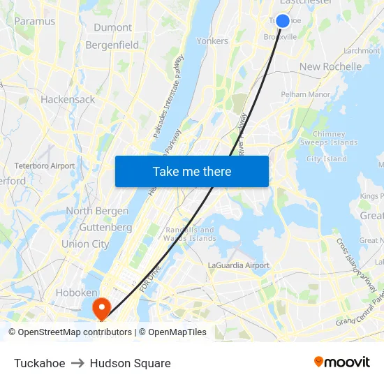 Tuckahoe to Hudson Square map