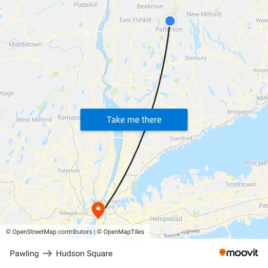 Pawling to Hudson Square map