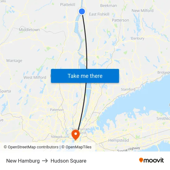 New Hamburg to Hudson Square map