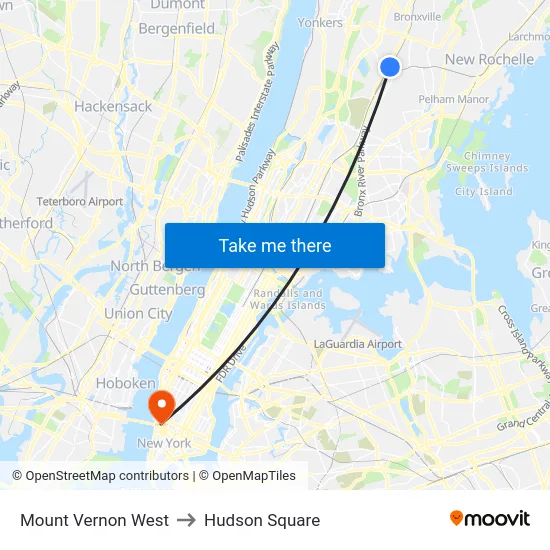 Mount Vernon West to Hudson Square map
