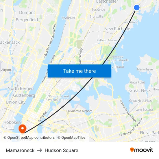 Mamaroneck to Hudson Square map