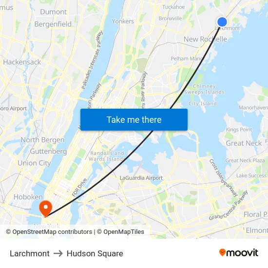 Larchmont to Hudson Square map