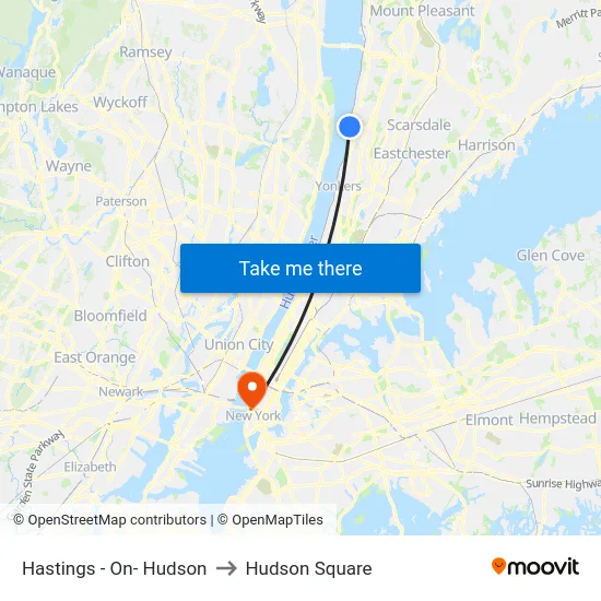 Hastings - On- Hudson to Hudson Square map
