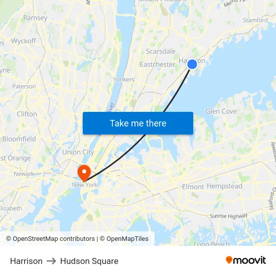 Harrison to Hudson Square map