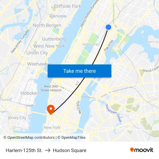 Harlem-125th St. to Hudson Square map