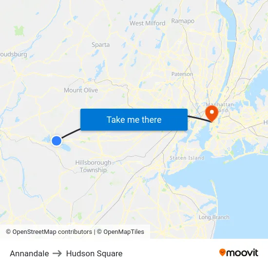 Annandale to Hudson Square map