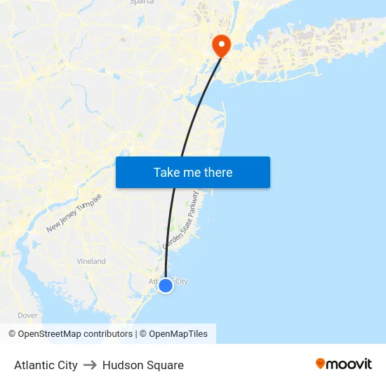 Atlantic City to Hudson Square map
