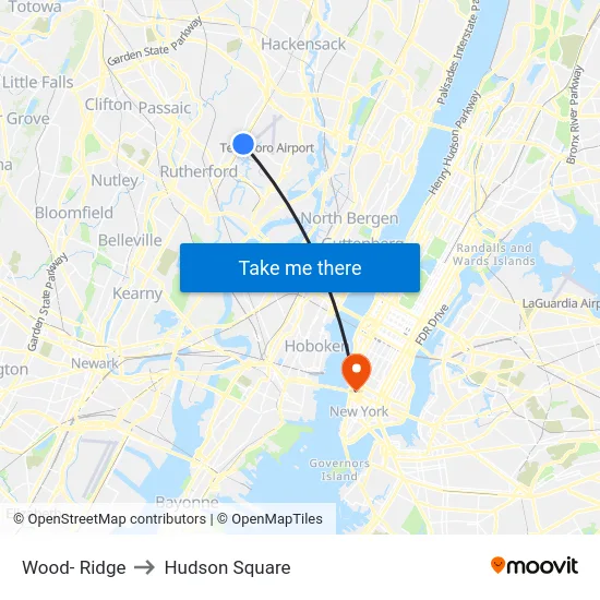 Wood- Ridge to Hudson Square map