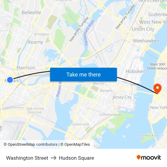 Washington Street to Hudson Square map