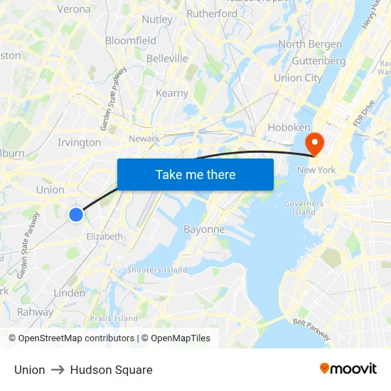 Union to Hudson Square map