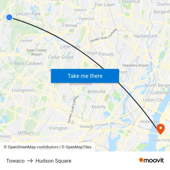Towaco to Hudson Square map