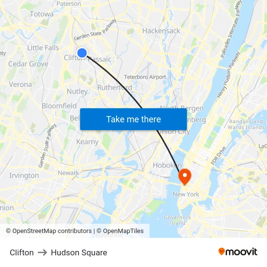 Clifton to Hudson Square map