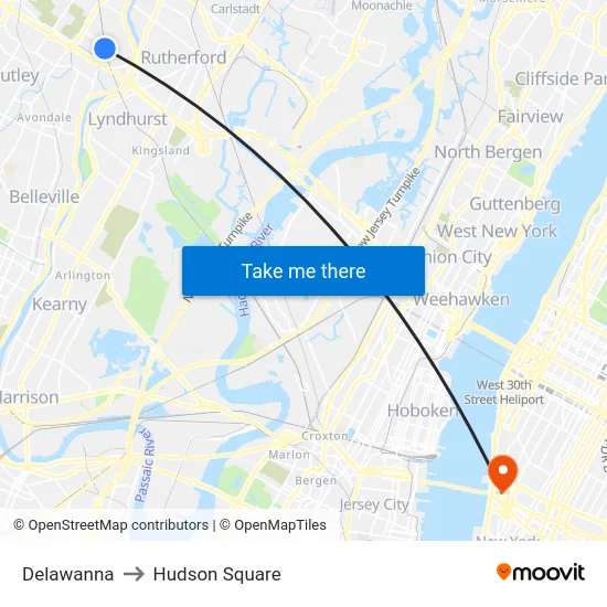 Delawanna to Hudson Square map