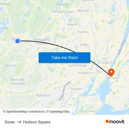 Dover to Hudson Square map