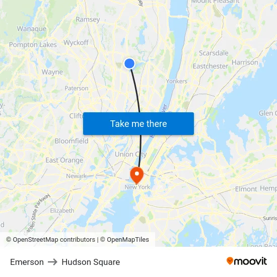 Emerson to Hudson Square map