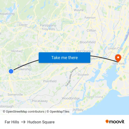 Far Hills to Hudson Square map