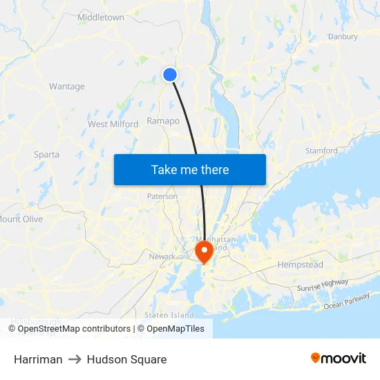 Harriman to Hudson Square map