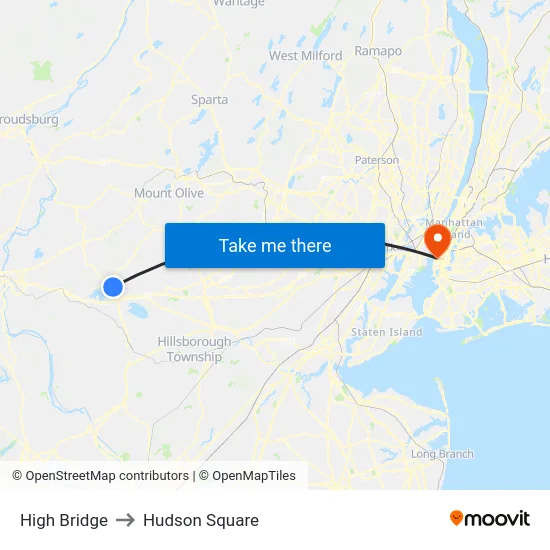 High Bridge to Hudson Square map