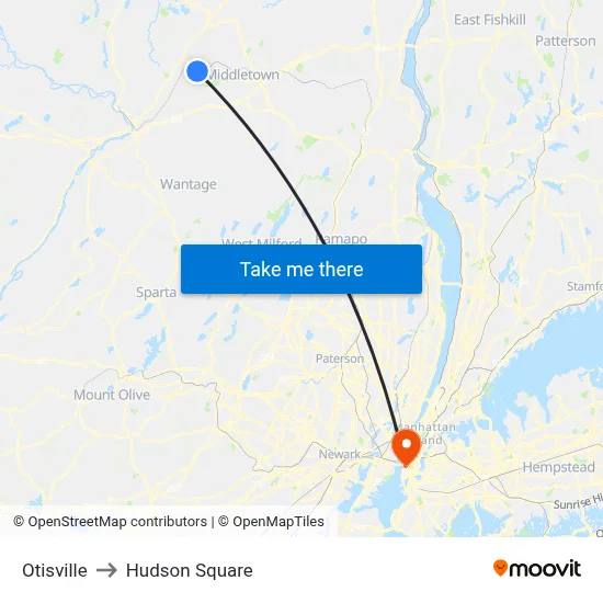 Otisville to Hudson Square map