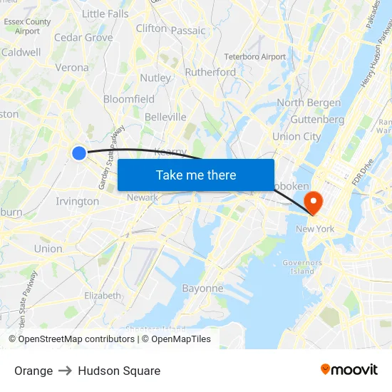 Orange to Hudson Square map