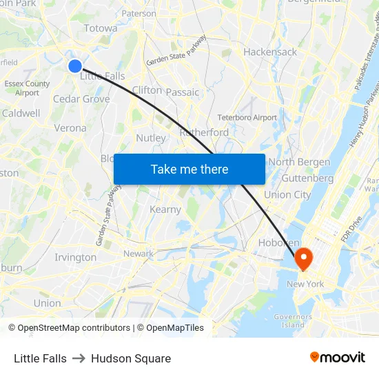 Little Falls to Hudson Square map