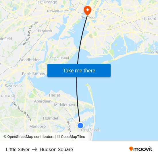 Little Silver to Hudson Square map