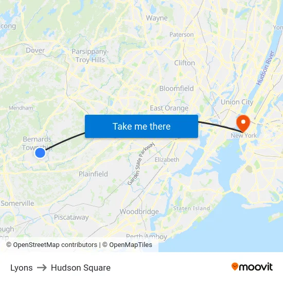 Lyons to Hudson Square map