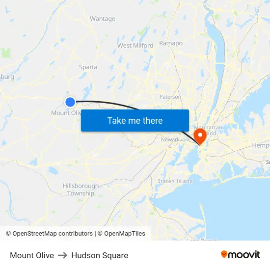 Mount Olive to Hudson Square map
