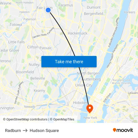 Radburn to Hudson Square map