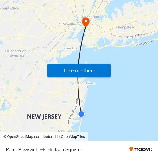 Point Pleasant to Hudson Square map