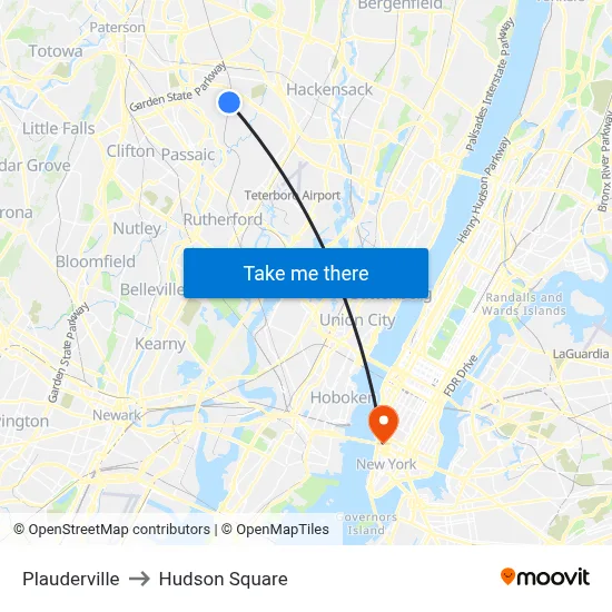 Plauderville to Hudson Square map