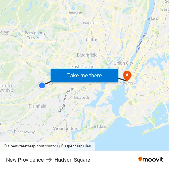 New Providence to Hudson Square map