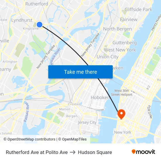Rutherford Ave at Polito Ave to Hudson Square map