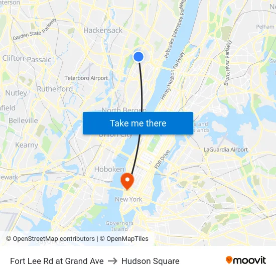 Fort Lee Rd at Grand Ave to Hudson Square map
