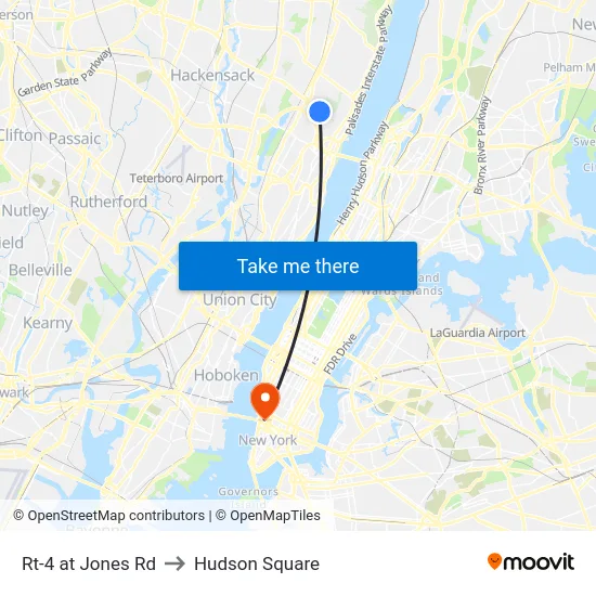 Rt-4 at Jones Rd to Hudson Square map