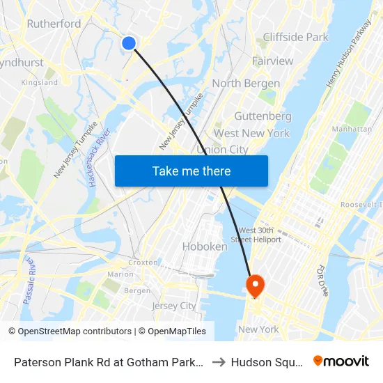 Paterson Plank Rd at Gotham Parkway to Hudson Square map