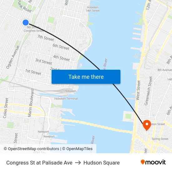 Congress St at Palisade Ave to Hudson Square map