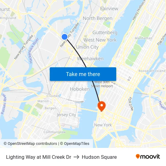 Lighting Way at Mill Creek Dr to Hudson Square map