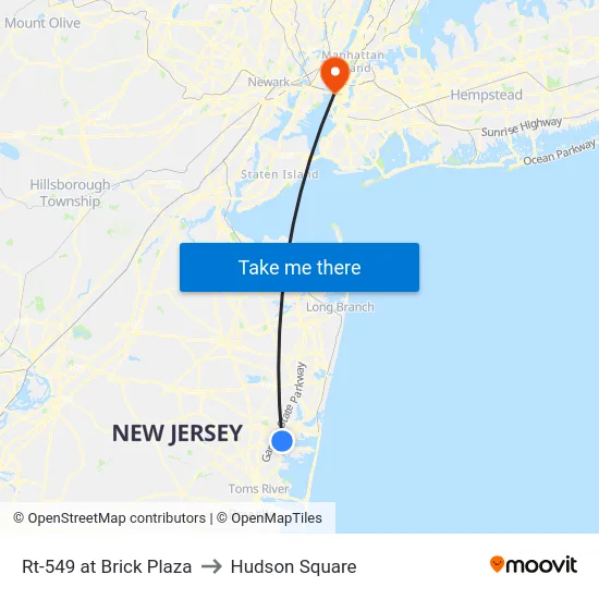 Rt-549 at Brick Plaza to Hudson Square map