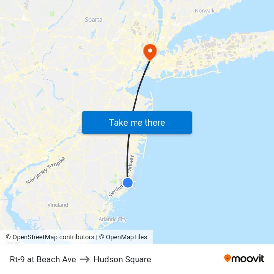 Rt-9 at Beach Ave to Hudson Square map