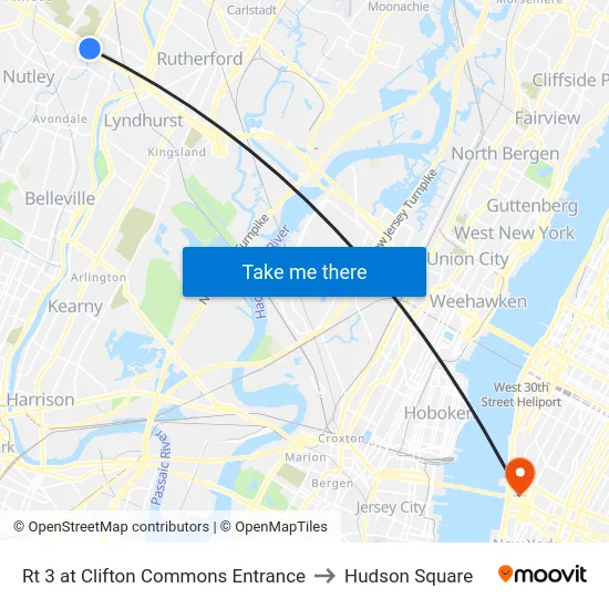 Rt 3 at Clifton Commons Entrance to Hudson Square map