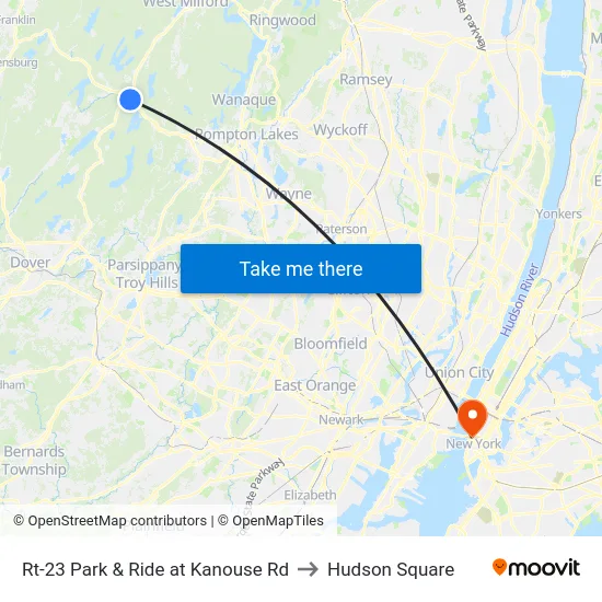 Rt-23 Park & Ride at Kanouse Rd to Hudson Square map