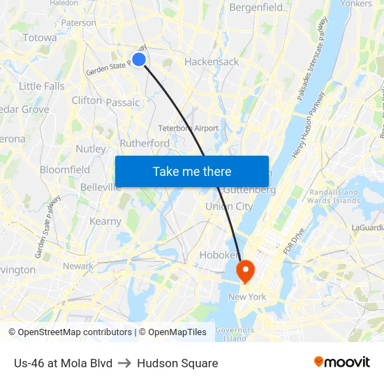Us-46 at Mola Blvd to Hudson Square map
