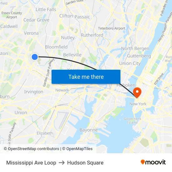 Mississippi Ave Loop to Hudson Square map