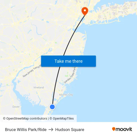Bruce Willis Park/Ride to Hudson Square map