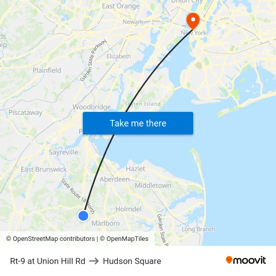 Rt-9 at Union Hill Rd to Hudson Square map