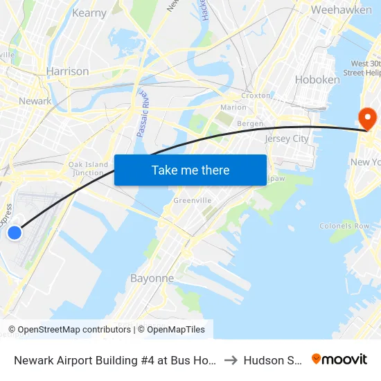 Newark Airport Building #4 at Bus Hov Lane, Locat to Hudson Square map