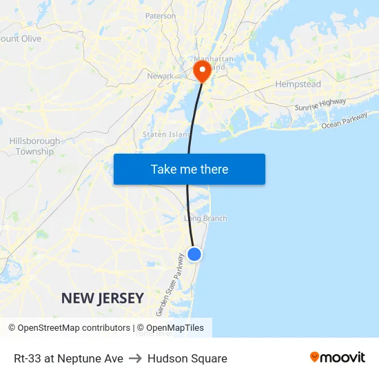 Rt-33 at Neptune Ave to Hudson Square map