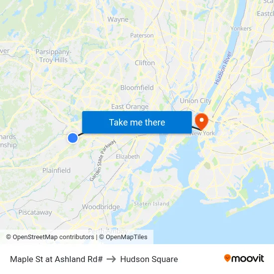 Maple St at Ashland Rd# to Hudson Square map
