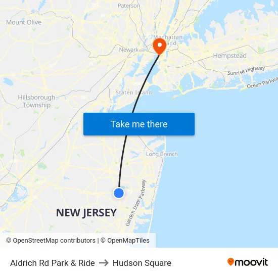 Aldrich Rd Park & Ride to Hudson Square map